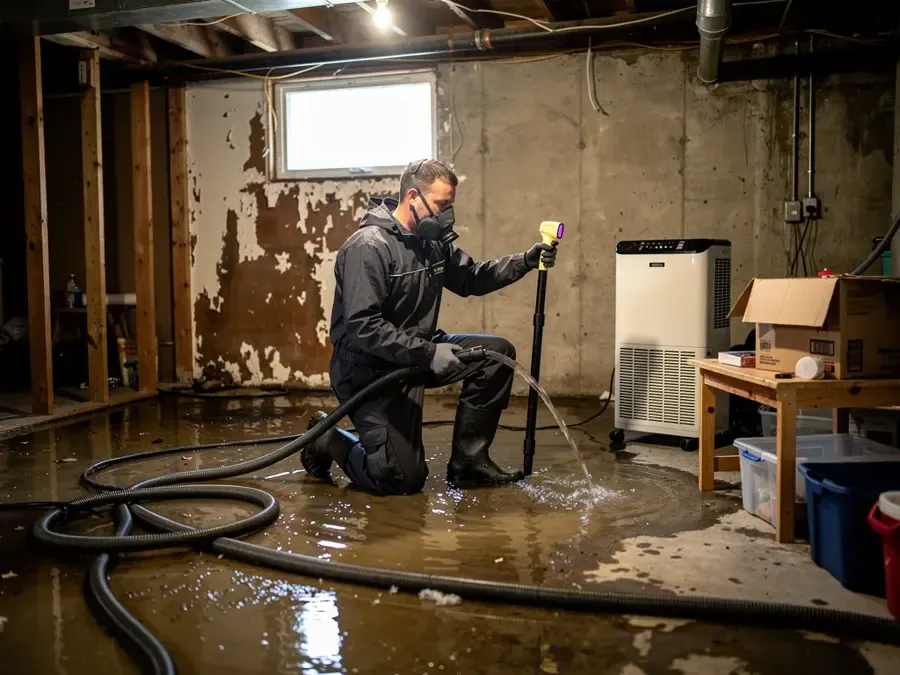 A basement cleared for structural drying in Alpharetta, GA