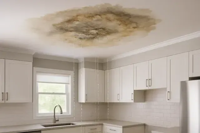 Ceiling water damage from a leak in an Alpharetta, GA home