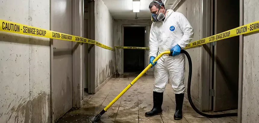 Category 3 black water cleanup in protective gear in Alpharetta, GA